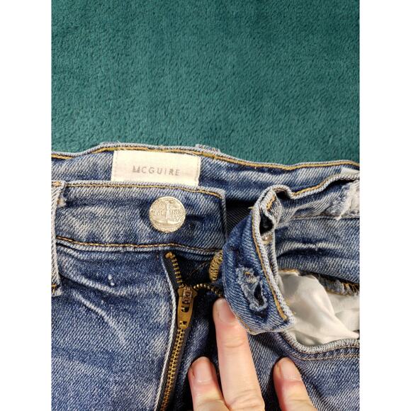 Mcguire Jeans Size 28 Womens Blue Stretch Pants Striped Mid Rise Straight - Picture 5 of 12